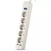 Prelungitor cu protectie 5 Sockets,  1.8m SVEN SF-05LU, 2 USB ports charging (2.4A), White 