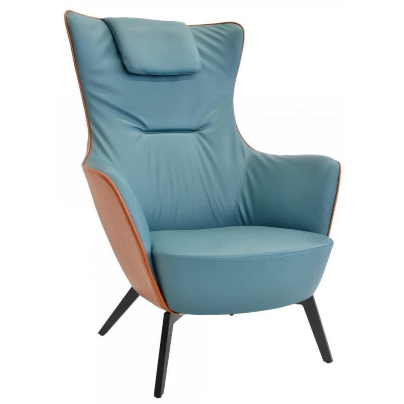 Fotoliu DP VERBA H-5202, Piele eco,  Albastru deschis,, 86x89x112