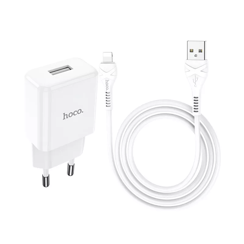 Incarcator Hoco WALL CHARGER WITH LIGHTNING СABLE N9 ESPECIAL (EU), WHITE