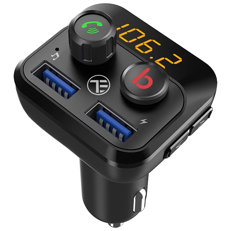 FM transmitter Tellur CAR FM TRANSMITTER, FMT-B8, BLUETOOTH, DISPLAY, MICROPHONE FOR HANDS-FREE TALKING,  BASS BUTTON, MICROSD MAX 32GB, 2 X USB MAX 2.4A, MP3\WMA\WAV\FLAC,  BLACK  TLL622071