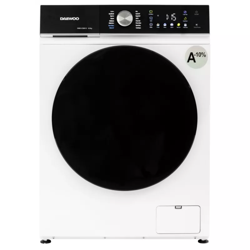 Masina de spalat rufe DAEWOO Masina de spalat rufe Daewoo DWD-CS6012,  6 kg / 1000rpm, 44cm, clasa A, motor inverter, Program Abur, 16 program, Alb