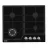 Plita incorporabila cu gaz WOLSER WL-6400 GBN Q BLACK, 4 arzatoare,  Arzator Wok,  Sticla calita,  Aprindere electrica,  Negru