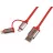 Cablu HELMET MARVO UC-049 2 in1 for Micro+Lightning cable - Red