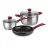 Set vesela Rondell RDS-1217, 0.9 l,  2.8 l,  14 cm,  20 cm,  24 cm,  Aluminiu,  Inox,  Negru,  Rosu