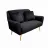 Canapea DP GLORIOSA(2 locuri)~MS01-84+Gold Leg, Metal,  Stofa,  Negru,, 150 x 76 x 60