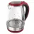Ceainic electric SCARLETT SC-EK27G49, 1.8 l,  2200 W,  Sticla,  Plastic,  Filtru,  Baza rotativa,  Indicator nivel apa,  Indicator functionare,  Negru,  Gri,  Rosu