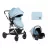 Carucior Kikka Boo 3 in 1 Amaia Blue (Car seat), 0-36 luni, Albastru deschis