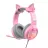 Gaming Casti Havit H2233D, 50MM DRIVER, 20-20KHZ, 20 OHM, 100DB, 2.2M, 3.5MM+USB, RGB, PINK+EARS.