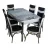 Стол со стульями Magnusplus Kelebek II 0667 + 6 стульев merchan, Чёрный, Белый, С рисунком