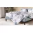 Lenjerie de pat Askona КПБ Tropics, 2 persoane Euro, Bumbac, Satin, Alb, Albastru