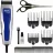 Masina de tuns Wahl 091551216, 4 piepteni, Inox, Albastru, Argintiu