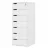 Comoda Fabrik Home Bristol 7 sertare Cu cheie 55 kg, Alb, 108x42x50