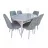Стол со стульями Magnusplus MDF Овал Мрамор белые ножки (Стол Karegold Carara + 6 стулья серый бархат)