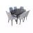 Стол со стульями Magnusplus MDF Чёрный Овал (Masa Karegold Bendir + 6 стулья серый бархат)