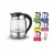 Ceainic electric Brock Kettle BROCK WK 2106 LL, Glass Black with LED light and temperature controller  2200W, 1.8L, The kettle will heat the water up to 60°C, 70°C, 80°C and 90°C. Concealed heating element, 360° swivel base, auto shut-off after boiling
