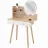 Masa de toaleta Jumi MASA DE TOALETA CU OGLINDĂ, LUMINA LED SI MINERE DIN PIELE, , 87X47X18CM, PIN/ALB CM-324329