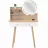 Masa de toaleta Jumi MASA DE TOALETA CU OGLINDĂ, LUMINA LED SI MINERE DIN PIELE, , 87X47X18CM, PIN/ALB CM-324329