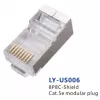 Conector RJ45  None RJ45 Shielded Modular Plug,  Cat.5E,  LY-US006,  Long Type,  3u Gold plated,  100pcs/bag 