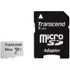 Карта памяти MicroSD 64GB TRANSCEND TS64GUSD300S-A Class 10,  UHS-I (U1),  SD adapter