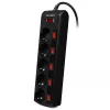 Сетевой фильтр 5 Sockets,  3.0m SVEN SF-05PL, BLACK individual switches, flame-retardant