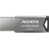 64GB USB3.1 Flash Drive ADATA UV350, Silver, Metal Case, Slim Capless, Keychain (R/W:60/30MB/s)