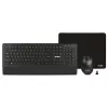 Keyboard & Mouse & Mouse Pad SVEN KB-C3800W, Wireless, 2.4GHz, Multimedia Keyboard (104 keys, 12Fn-keys) + Mouse (5+1 keys (scroll wheel), 800/1200/1600dpi), Nano receiver, USB, Black