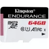Карта памяти MicroSD 64GB KINGSTON High Endurance SDCE/64GB Class10,  A1,  UHS-I,  FC,  SD adapter