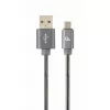 Cablu USB  Cablexpert Blister MicroUSB/USB2.0,    1.0 m,  Cablexpert Premium spiral metal metallic-grey CC-USB2S-AMmBM-1M-BG 