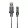 Cablu USB  Cablexpert Blister MicroUSB/USB2.0,   1.0 m,  Cablexpert Cotton Braided Spacegrey/White,  CC-USB2B-AMmBM-1M-WB2 