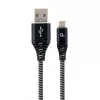 Кабель USB  Cablexpert Blister MicroUSB/USB2.0,   2.0 m,  Cablexpert Cotton Braided Black/White,  CC-USB2B-AMmBM-2M-BW 
