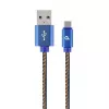 Cablu USB  Cablexpert Blister MicroUSB/USB2.0,   2.0 m,  Cablexpert Cotton Braided Blue Jeans,  CC-USB2J-AMmBM-2M-BL 