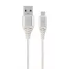 Кабель USB  Cablexpert Blister MicroUSB/USB2.0,   2.0 m,  Cablexpert Cotton Braided Silver/White,  CC-USB2B-AMmBM-2M-BW2 