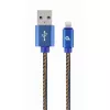 Кабель USB  Cablexpert Blister Lightning 8-pin/USB2.0,   1.0m Cablexpert Cotton Braided Blue Jeans,  CC-USB2J-AMLM-1M-BL 