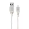 Кабель USB  Cablexpert Blister Type-C/USB2.0,  AM/CM,   2.0 m,  Cablexpert Cotton Braided Silver/White,  CC-USB2B-AMCM-2M-BW2 