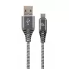 Cablu USB  Cablexpert Blister Type-C/USB2.0,  AM/CM,   2.0 m,  Cablexpert Cotton Braided Spacegrey/WhiteCC-USB2B-AMCM-2M-WB2 