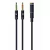 Cablu audio  OEM CCA-418M 3.5 mm 4-pin F to 2 x 3.5 mm stereo plug adapter M,  black,  metal connectors 