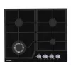 Plita incorporabila cu gaz 4 arzatoare,  Arzator Wok,  Sticla calita,  Aprindere electrica,  Negru WOLSER WL-6400 GBN Q Black 