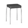 Scaun Taburet,  Metal cromat,  Piele eco,  Negru,   DP TUTTI Chrome V-4 46 x 31 x 31 
