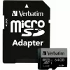 MicroSD  64GB (Class10, U3, UHS-I V30, SD Adapter)  Verbatim Pro U3 47042, 600x, Read up to: 90MB/s, Write up to: 45MB/s
