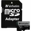 Карта памяти MicroSD 64GB VERBATIM Pro U3 47042 Class10,  U3,  UHS-I V30,  SD Adapter