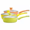 Сковорода с крышкой 24 cm,  3 l,  Aluminiu,  Acoperire antiaderenta,  Verde,  Portocaliu,  Galben Maestro Mr -1223-24 N 