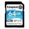 Карта памяти SD 64GB KINGSTON Canvas Go! Plus SDG3/64GB Class10,  UHS-I,  U3,  V30