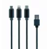 Кабель USB  Cablexpert CC-USB2-AM31-1M 3-in-1 MicroUSB,  Lightning,  Type-C - AM,  1.0 m,  BLACK