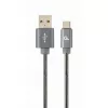 Cablu USB  Cablexpert CC-USB2S-AMCM-1M-BG 1m,  Premium spiral metal Type-C USB charging and data cable,  USB 2.0 A-plug to type-C plug,  up to 480 Mb,  s,  cotton braided,  blister,  grey