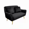 Canapea Metal,  Stofa,  Negru,   DP GLORIOSA(2 locuri)~MS01-84+Gold Leg 150 x 76 x 60