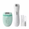 Epilator 20 pensete, Mini epilator pentru zone sensibile, Penseta cu lumina si oglinda, 2 trepte de viteza, Verde PHILIPS BRP529/00 