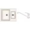 Set chiuveta de bucatarie si baterie Granit compozit, Alb Dr.Gans Astra 620K + SanDonna F 1066 62 x 51
