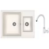 Set chiuveta de bucatarie si baterie Granit compozit, Alb Dr.Gans Astra 620K + SanDonna F 7073 62 x 51
