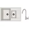 Set chiuveta de bucatarie si baterie Granit compozit, Gri Dr.Gans Astra 760K + SanDonna F 7073 76 x 51