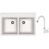 Set chiuveta de bucatarie si baterie Granit compozit, Alb Dr.Gans Astra 780 + SanDonna F 7073 78 x 51